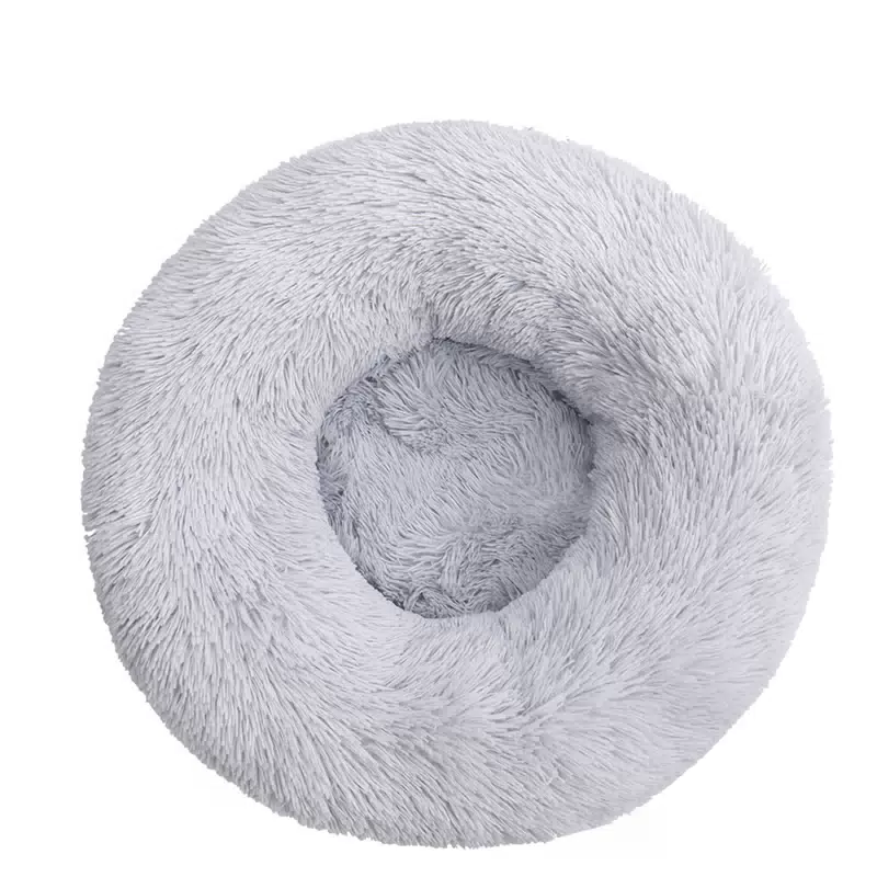 Nice Quality Drop Shipping Cute Animal Fluffy Dog Bed Premium Plush Donut Calming Bed for Pet Light Gray / 40 cm