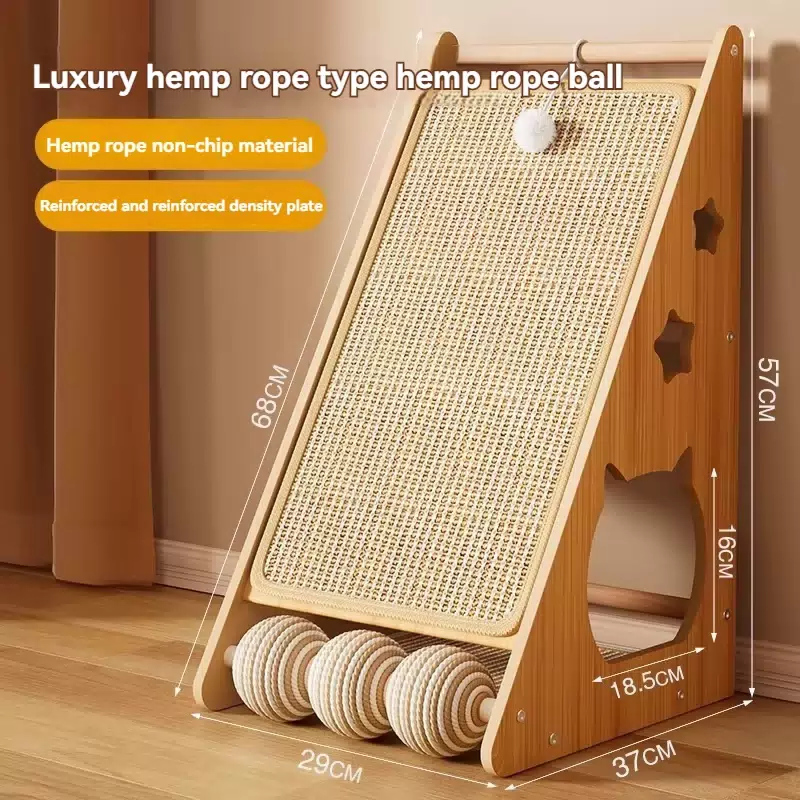 Wooden A-Frame Cat Scratcher with Sisal Panels dribble / 57 cm