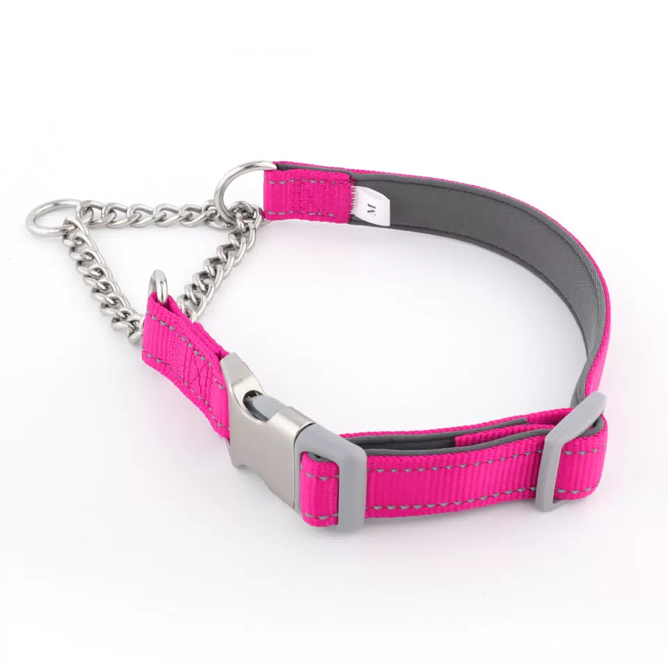 Half-Check Chain Dog Collar Rose Red / S