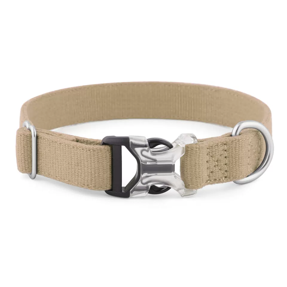 Personalized Cotton Dog Collar with Metal Buckle Brown / S