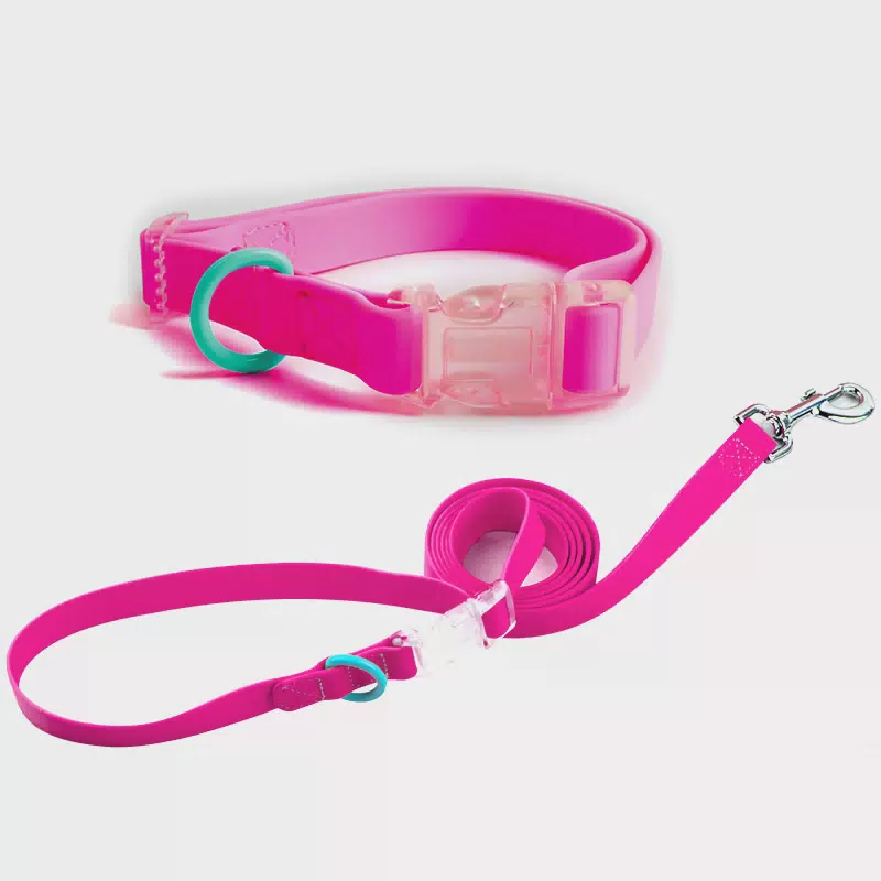PVC Dog Collar and Leash Set with Clear Buckles Collar And Leash 1 / 3m(9.84ft)
