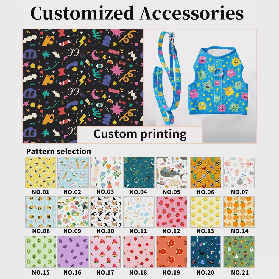 Cartoon-Print Vest Harness and Leash Set for Cats and Dogs Jacket Style custom design pls inquiry us / XS