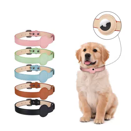 PU Pet Collar with Tracker Holder