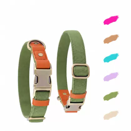 Breathable Hemp Weave and Leather Dog Collar