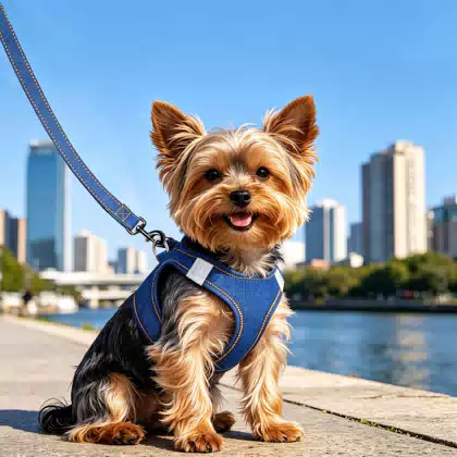 Reflective Denim Vest Harness for Small Dogs